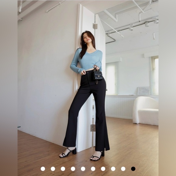 NEW! AIR SPACE High Elastic Slit CEO Suit Pants - Picture 3 of 5